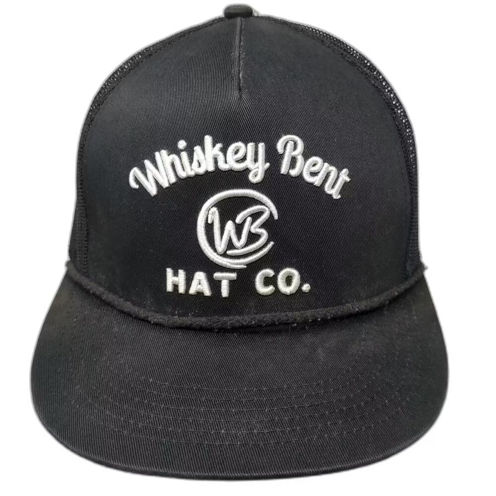 Whiskey Bent Hat Co Black Trucker Hat One Size Snapback Rope Mesh Adjustable